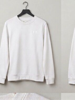 Under Armour Embroidered Logo Cream White Crewneck Sweatshirt